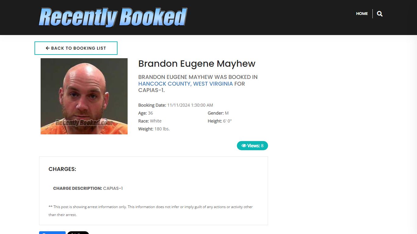 Recent Booking / Mugshot for Brandon Eugene Mayhew in Hancock County ...